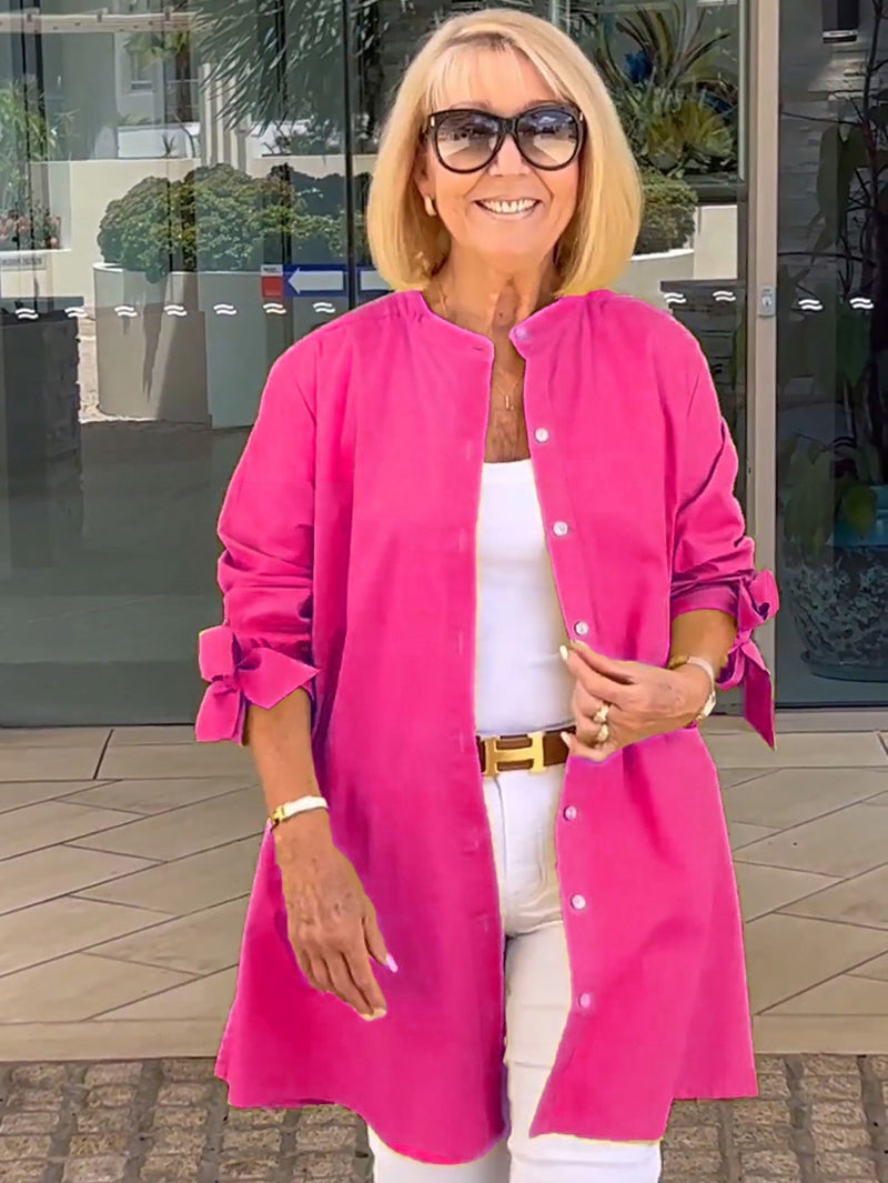 Camisa Larga de Algodón de Color Sólido Chaquetas PARA Mujer