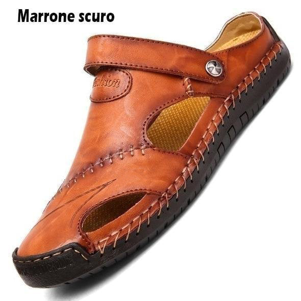 【Hecho a mano】Sandalias casuales de cuero suave de alta calidad para hombres.