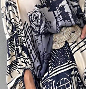 🔥Modelo más vendido🔥Traje de pantalón ancho con camisa de murciélago de manga larga y estampado de moda [cinturón gratis]