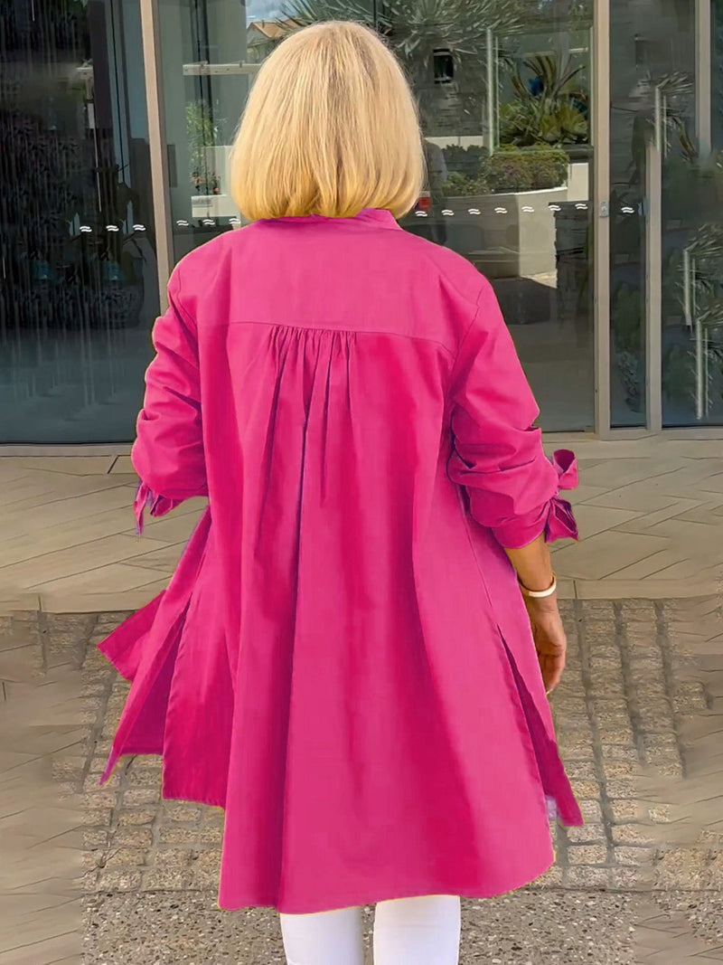 Camisa Larga de Algodón de Color Sólido Chaquetas PARA Mujer
