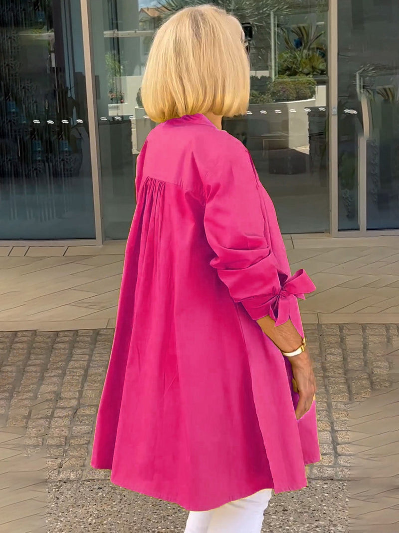 Camisa Larga de Algodón de Color Sólido Chaquetas PARA Mujer
