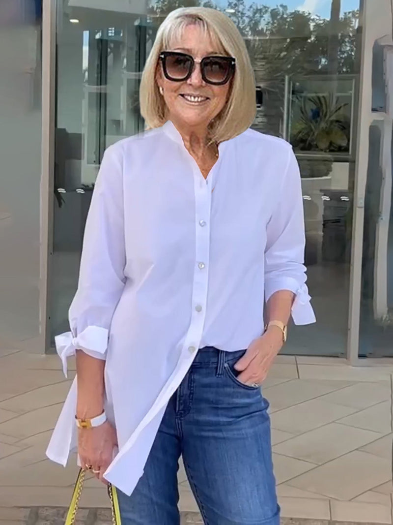 Camisa Larga de Algodón de Color Sólido Chaquetas PARA Mujer