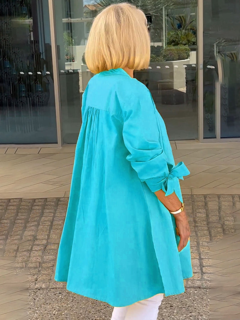 Camisa Larga de Algodón de Color Sólido Chaquetas PARA Mujer
