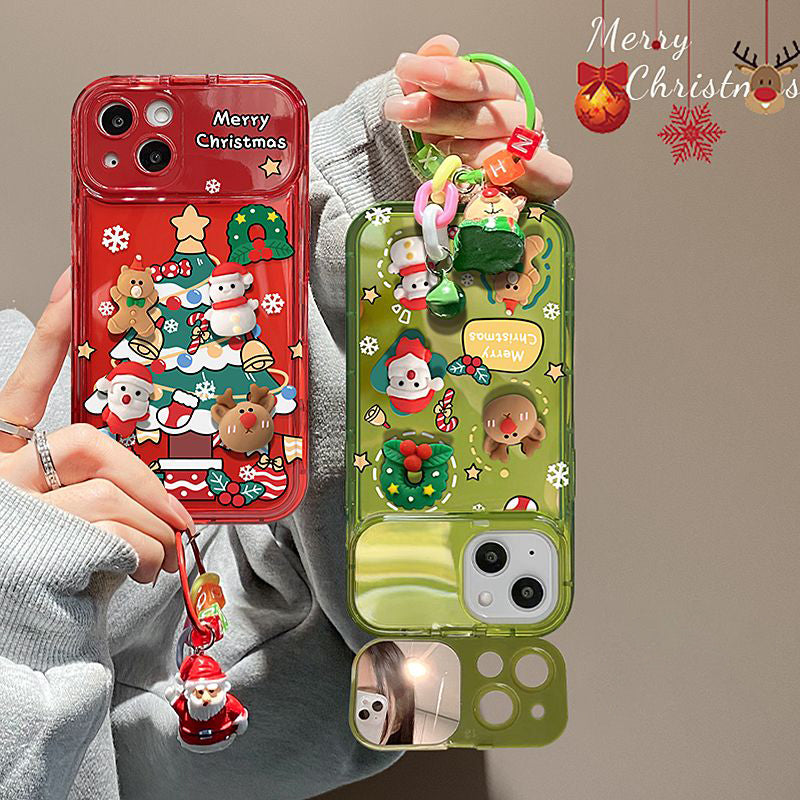🔥Gran oferta🎄Funda protectora con espejo y colgante de árbol de Navidad para iPhone✨49% de descuento✨