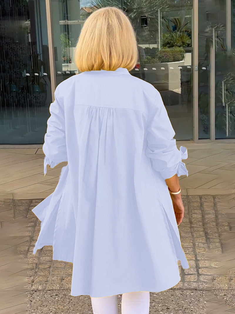Camisa Larga de Algodón de Color Sólido Chaquetas PARA Mujer