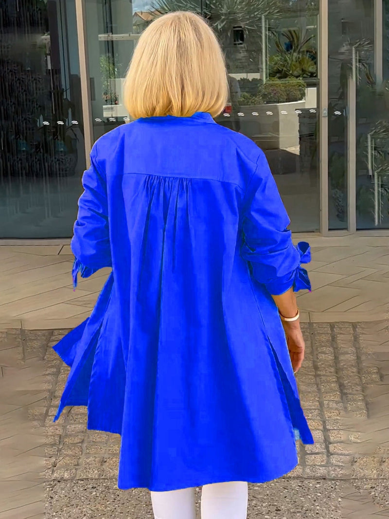 Camisa Larga de Algodón de Color Sólido Chaquetas PARA Mujer