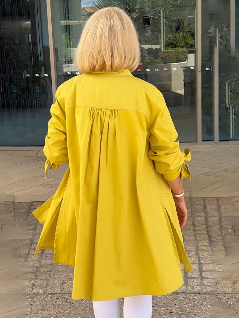Camisa Larga de Algodón de Color Sólido Chaquetas PARA Mujer