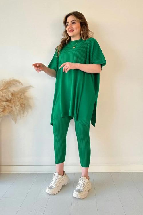 ✨Nuevo superventas✨Conjunto de dos piezas de punto elástico para mujer(Top + pantalones)