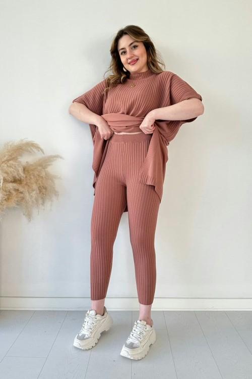 ✨Nuevo superventas✨Conjunto de dos piezas de punto elástico para mujer(Top + pantalones)