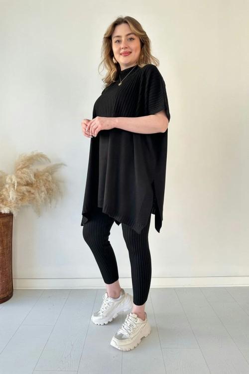 ✨Nuevo superventas✨Conjunto de dos piezas de punto elástico para mujer(Top + pantalones)