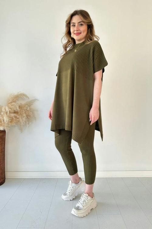 ✨Nuevo superventas✨Conjunto de dos piezas de punto elástico para mujer(Top + pantalones)