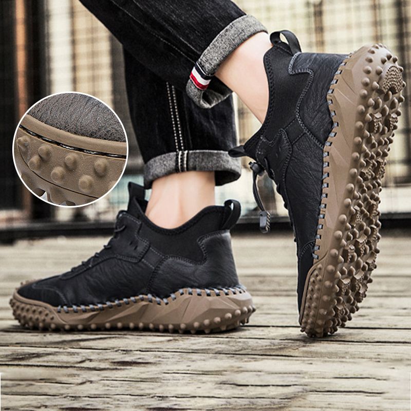 【50% DE DESCUENTO】Zapatillas deportivas casuales de cuero cosidas a mano para hombre