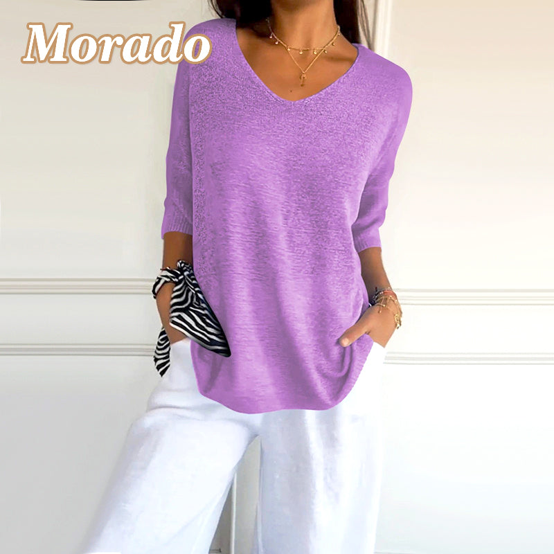 🥰45% OFF🔥Camisa Casual de Punto con Cuello en V