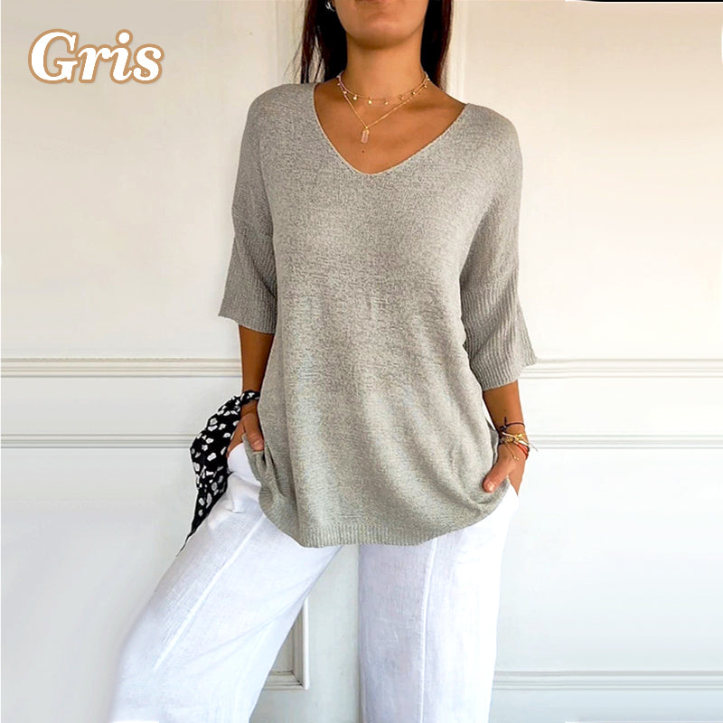 🥰45% OFF🔥Camisa Casual de Punto con Cuello en V
