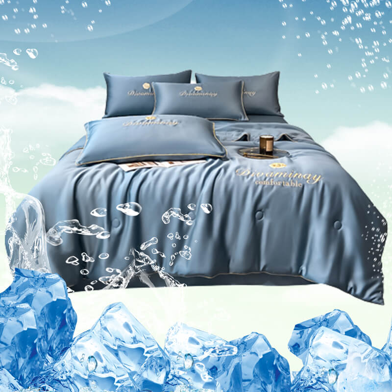 【Promoción a mitad de precio por tiempo limitado】✨✨Juego de tres piezas de colcha de verano de seda de hielo suave para hotel de cinco estrellas