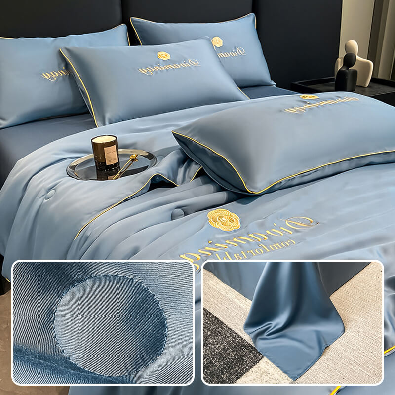【Promoción a mitad de precio por tiempo limitado】✨✨Juego de tres piezas de colcha de verano de seda de hielo suave para hotel de cinco estrellas