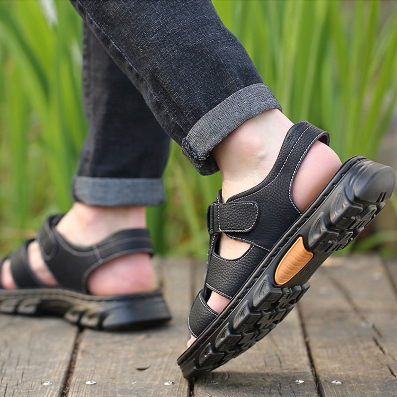 🔥49% DE DESCUENTO🔥Sandalias casuales de piel de alta calidad para hombre 【Antideslizantes, masaje de pies】