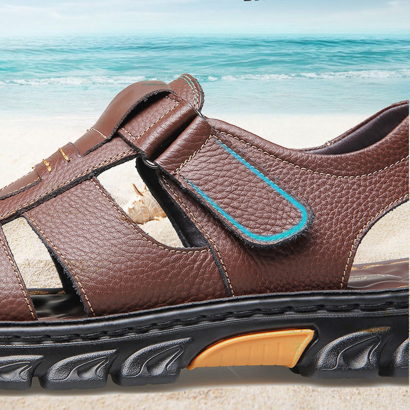 🔥49% DE DESCUENTO🔥Sandalias casuales de piel de alta calidad para hombre 【Antideslizantes, masaje de pies】