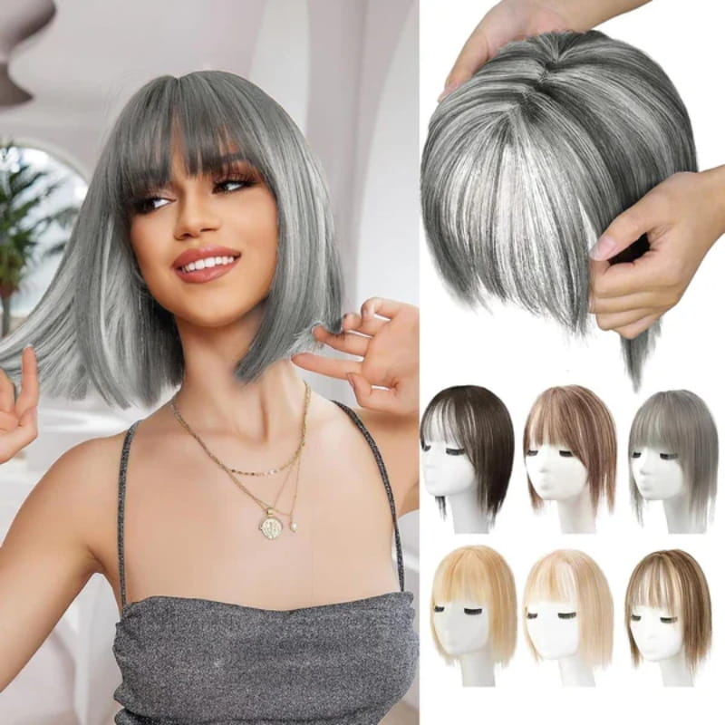 💃Toppers de Cabello Natural con Flequillo Para Mujer
