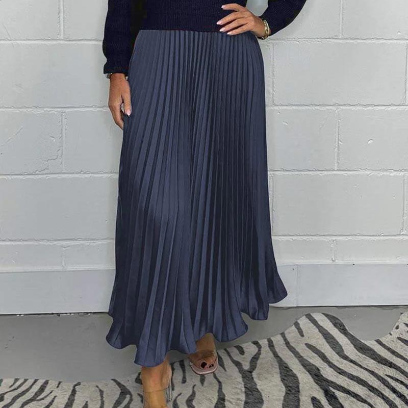 🥰2025 NEW HOT SALE🥰Vestido plisado de cuello redondo elegante y elegante de las mujeres