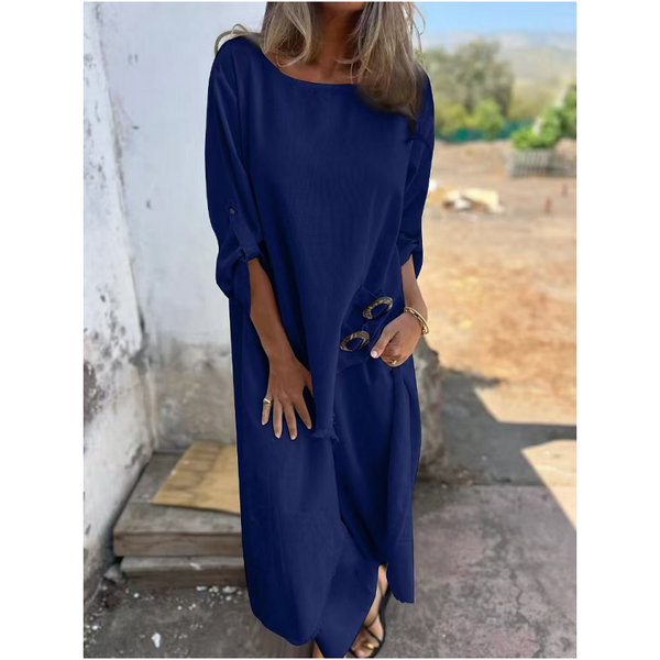 🌸Oferta especial 🔥Conjunto perfecto🌸 Traje elegante de algodón y lino para mujer (conjunto de 2 piezas)