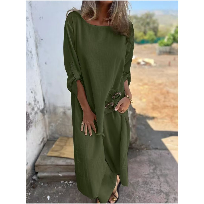 🌸Oferta especial 🔥Conjunto perfecto🌸 Traje elegante de algodón y lino para mujer (conjunto de 2 piezas)