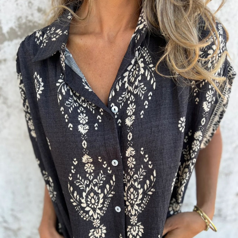 💕¡Oferta especial! 💕 Vestido holgado de manga corta con estampado y bolsillos【50% OFF】