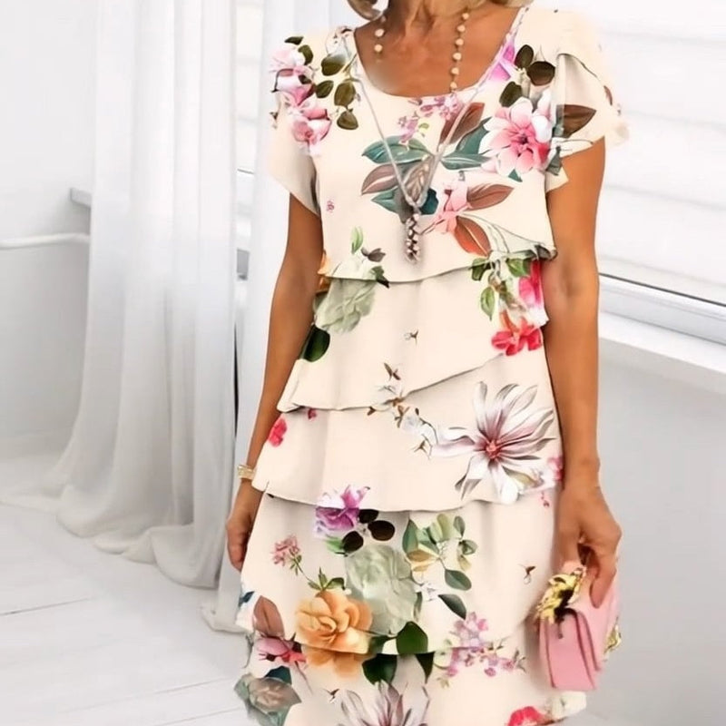 🔥¡Hasta un 50% de descuento!✨️Vestido en cascada con estampado floral multiplanta