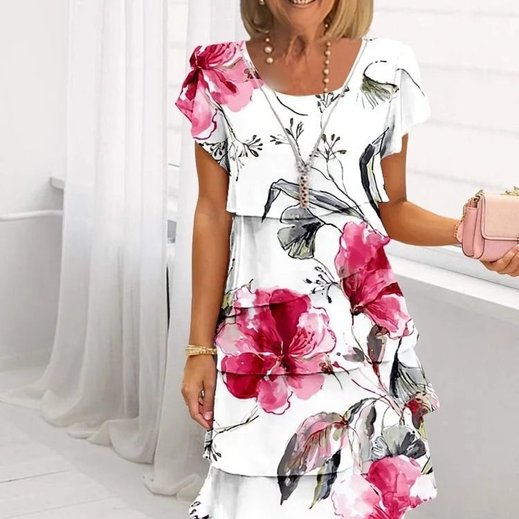 🔥¡Hasta un 50% de descuento!✨️Vestido en cascada con estampado floral multiplanta
