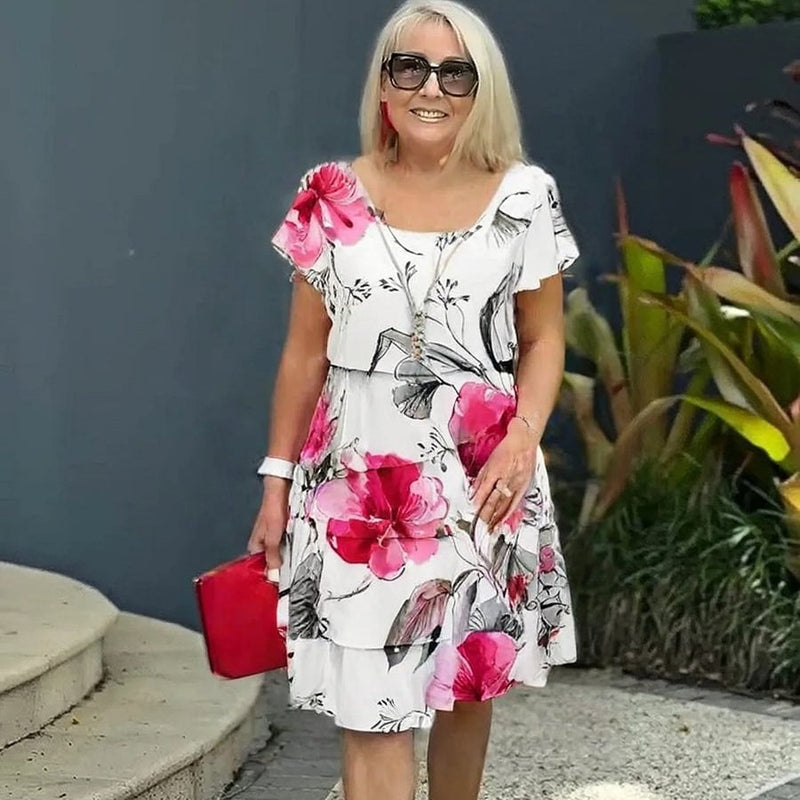 🔥¡Hasta un 50% de descuento!✨️Vestido en cascada con estampado floral multiplanta